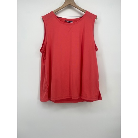 Karen Scott Sport Tops - Karen Scott Sport Sleeveless Top XL Coral Pink Activewear V-Stitch Excellent